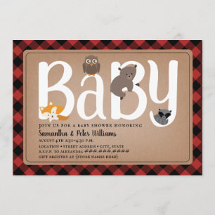 Invitación Buffalo de los amigos de Woodland colocado en Baby