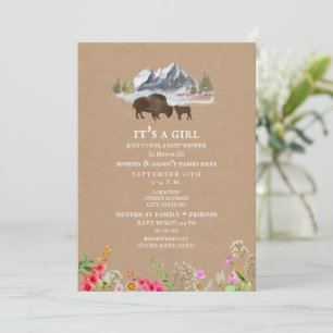 Invitación Buffalo Mountain Wildflower Baby Shower Cardstock