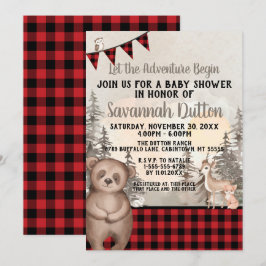 Invitación Buffalo Plaid Woodland Baby Shower