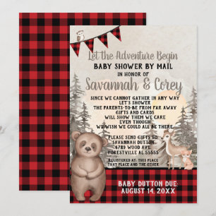 Invitación Buffalo Plaid Woodland Baby Shower por correo