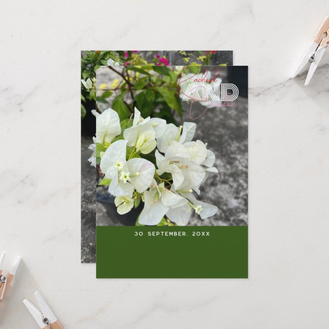 Invitación buganvilla blanca o papel de flor blanca como la n (Anverso/Reverso In Situ)