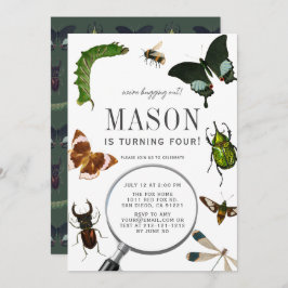 Invitación Bugs & Insecs Vintage Boy Birthday