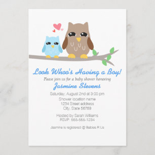 Invitación Búho Baby Shower de Cute Boy