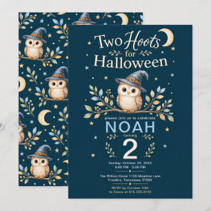 Invitación Búho de Halloween Two Hoots cumpleaños 2º niño