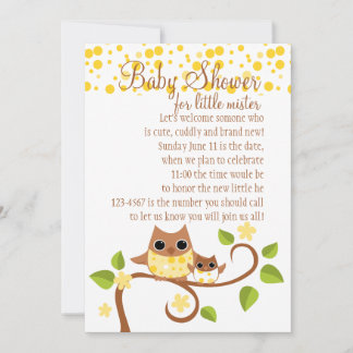 Invitación Búho de la mamá y del bebé