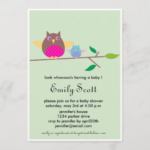 Invitación Búho del bebé de la mamá n - la fiesta de