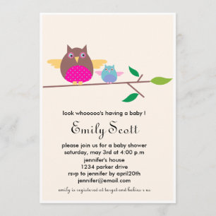 Invitación Búho del bebé de la mamá n - la fiesta de