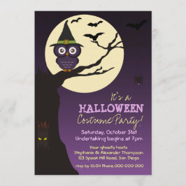Invitación Búho en fiesta de cumpleaños de Halloween de la