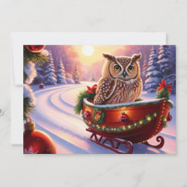 Invitación Búho en un trineo durante las fiestas