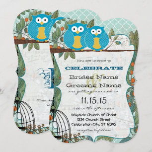 Invitación Búhos Azules Románticos se Casaron con Mi Mejor Am