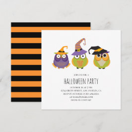 Invitación búhos de Halloween. Divertido fiesta de disfraces 