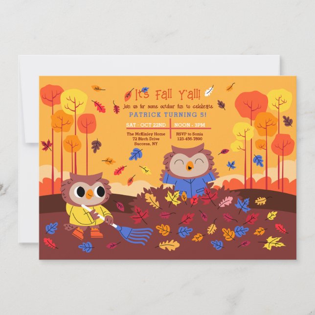 Invitación Búhos de Otoño (Anverso)