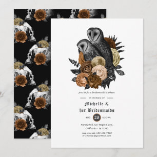 Invitación Búhos Florales Ámbar Lunes de Damas de Honor Gótic