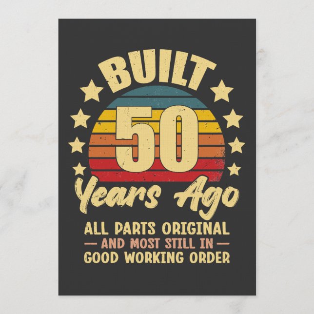 Invitación Built 50 Years Ago All Parts Original 50 Birthday (Anverso)