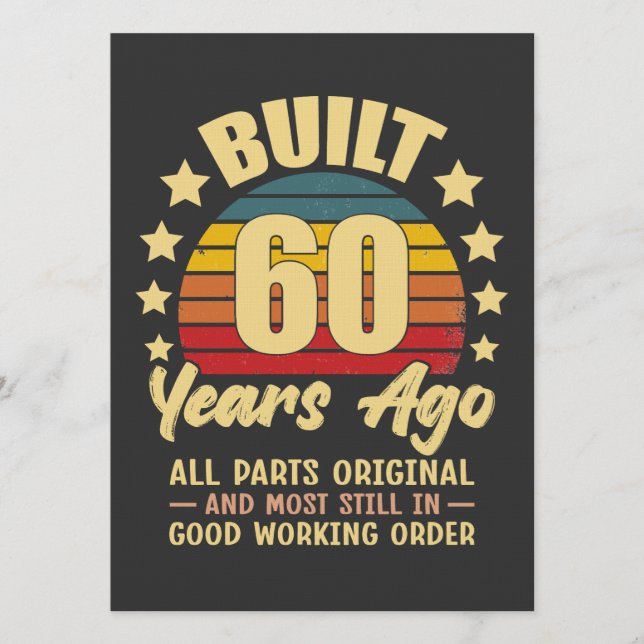 Invitación Built 60 Years Ago All Parts Original 60 Birthday (Anverso)