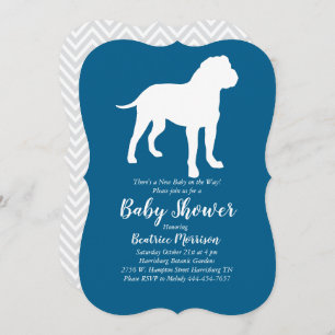 Invitación Bull Mastiff Perro Baby Shower Blue Boy