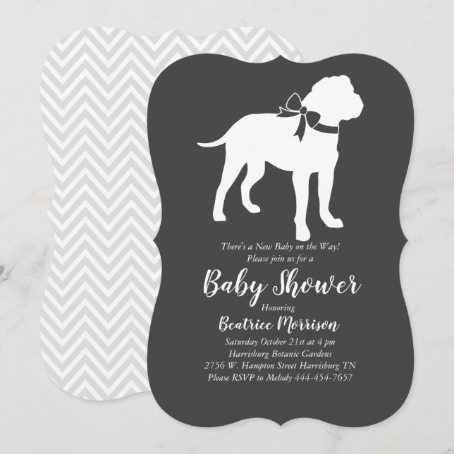Invitación Bull Mastiff Perro Baby Shower Sexo Neutral (Anverso / Reverso)