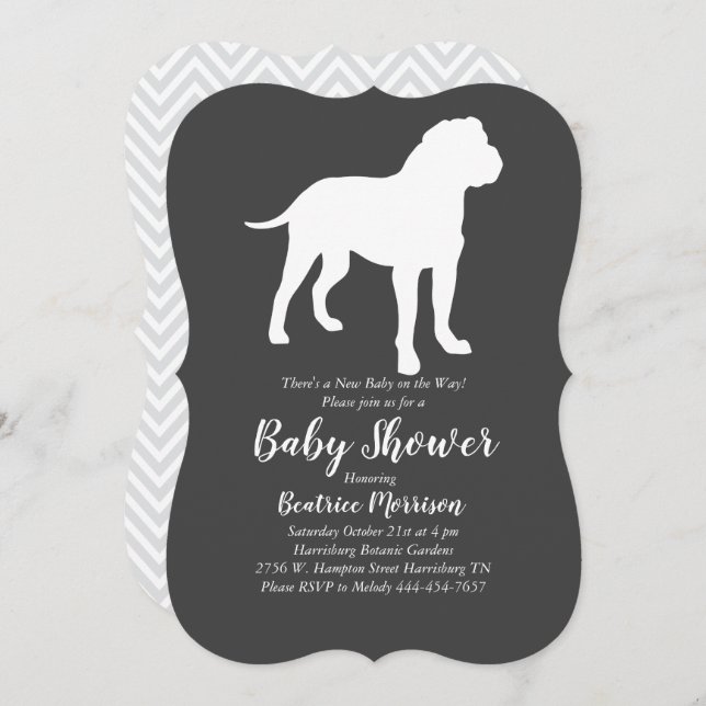 Invitación Bull Mastiff Perro Baby Shower Sexo Neutral (Anverso / Reverso)