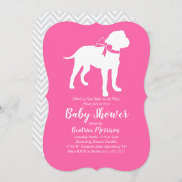 Invitación Bull Mastiff Perro Chica rosa Baby Shower