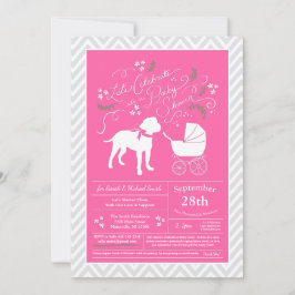 Invitación Bull Mastiff Perro Chica rosa Baby Shower