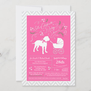 Invitación Bull Mastiff Perro Chica rosa Baby Shower