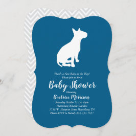 Invitación Bull Terrier Dog Baby Shower Blue Boy