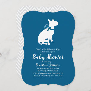 Invitación Bull Terrier Dog Baby Shower Blue Boy