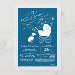 Invitación Bull Terrier Dog Baby Shower Blue Boy
