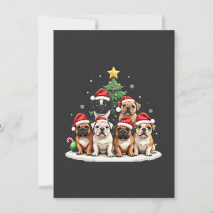 Invitación Bulldog Árbol de Navidad Santa Hat Puppy Amantes