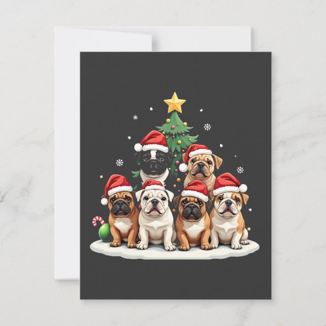Invitación Bulldog Árbol de Navidad Santa Hat Puppy Amantes (Anverso)