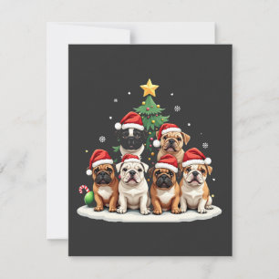 Invitación Bulldog Árbol de Navidad Santa Hat Puppy Amantes