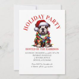 Invitación Bulldog Cute acuarela Perro Navidades Deseos