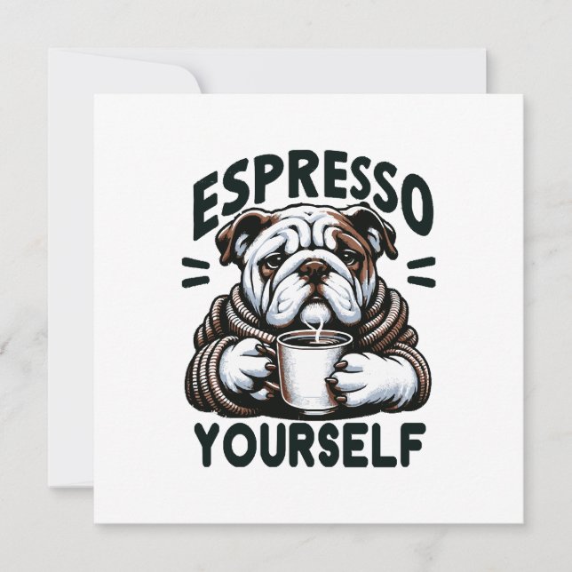 Invitación Bulldog de Espresso Caliente - Café Acogedor (Anverso)
