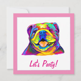 Invitación Bulldog en colores Cumpleaños