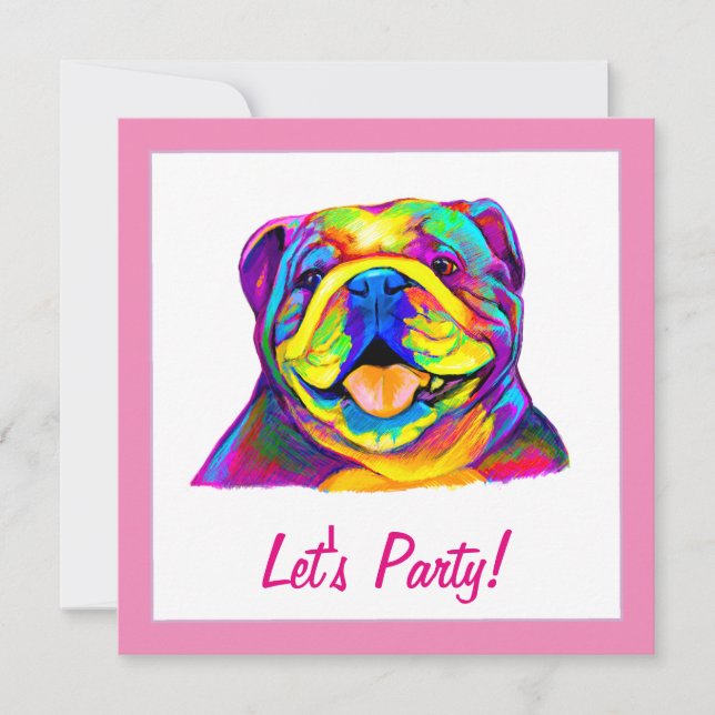 Invitación Bulldog en colores Cumpleaños (Anverso)