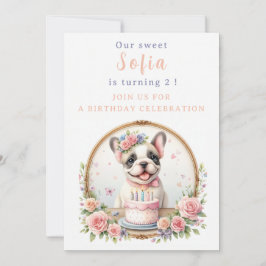 Invitación Bulldog francés "Cute Pastel" - Cumpleaños