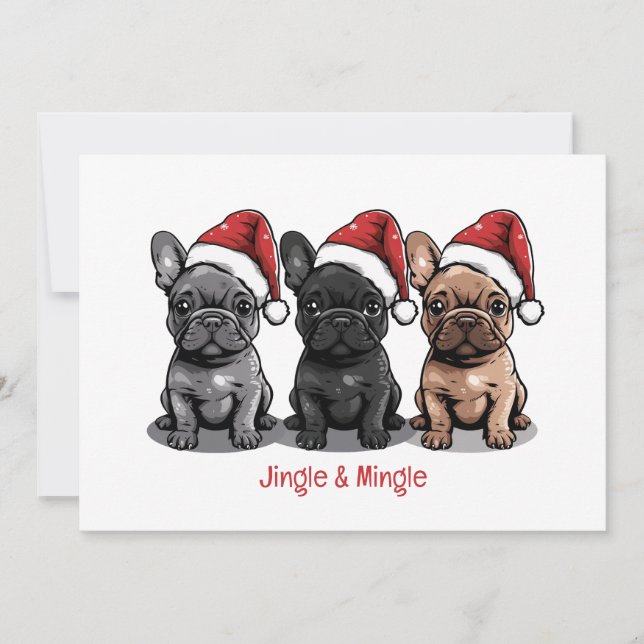 Invitación Bulldog Francés De Jingle Y Mingle Navidad (Anverso)