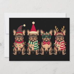 Invitación Bulldog Francés De Navidad Perro Santa Reno Navida
