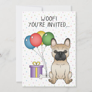 Invitación Bulldog francés Fawn Cartoon Dog - Cumpleaños