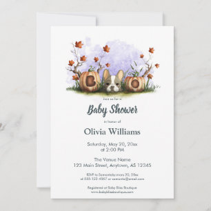 Invitación Bulldog francés lindo cachorro Halloween Baby Show