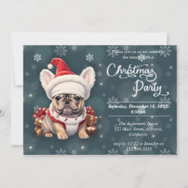 Invitación Bulldog francés lindo Fiesta Gorra Qanta Navidades