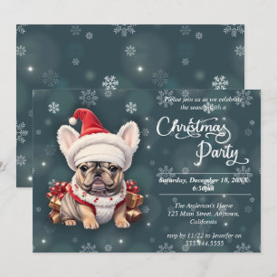 Invitación Bulldog francés lindo Fiesta Gorra Qanta Navidades