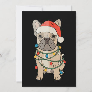 Invitación Bulldog Francés Perro Gorro de Santa Feliz Navidad