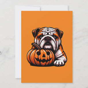 Invitación Bulldog inglés de Halloween - otoño de Jack o Lant