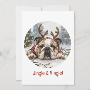 Invitación Bulldog Inglés De Jingle Y Mingle Navidades