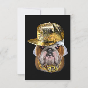 Invitación Bulldog inglés gruñón con rapero de hip hop