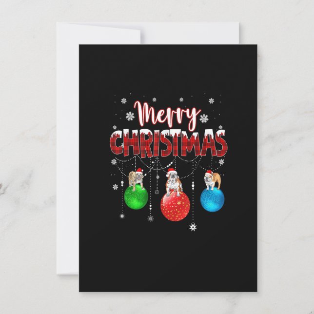 Invitación Bulldog inglés Merry Christmas Cute Plaid Leopard (Anverso)