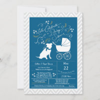 Bulldog Pit Baby Shower Blue Boy Pitbull