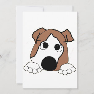 Invitación bulldog rojo y blanco asomando caricatura