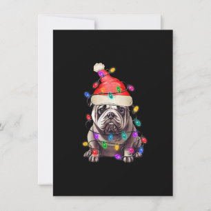 Invitación Bulldog Santa Christmas Tree enciende la Navidad B
